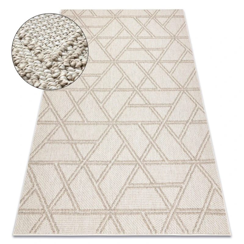 Image of RugsX Carpet Jersey 19241 Beige - Rhombuses, Geometric Structural, Loop Boho 80X150 Cm