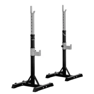 Image of Homcom 2 Pairs Barbell Squat Rack Portable Stand Weight Lifting Bench W/ Wheels