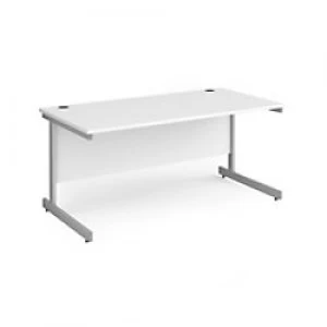 image of Dams International Rectangular Straight Desk with White MFC Top and Silver Frame Cantilever Legs Contract 25 1600 x 800 x 725mm