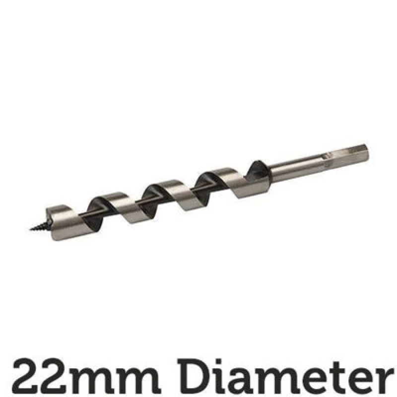 Image of Loops 22mm x 235mm Long Hardened Steel Auger Drill Bit Hex Shank Shaft Woodwork Timber Metallics