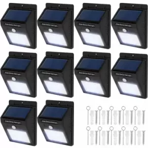 image of Tectake 10 LED Solar Wall Lights With Motion Detector Black