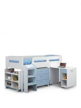 image of Julian Bowen Marley Cabin Bed With Storage And Desk - Sky Blue