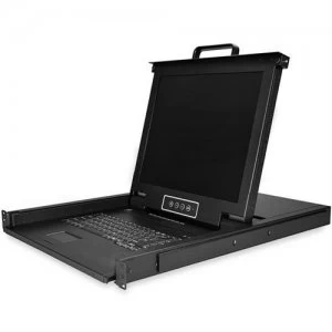 image of StarTech.com 8 Port Rackmount KVM Console w/ 6ft Cables - Integrated KVM Switch w/ 17" LCD Monitor - Fully Featured 1U LCD KVM Drawer- OSD KVM - Durab