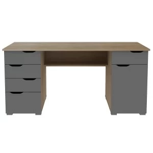 Image of Alphason Kentucky Light Oak Effect Desk with Grey Gloss Drawer Fronts