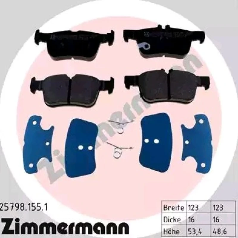 Image of ZIMMERMANN 25798.155.1 Brake pad set with acoustic wear warning, Photo corresponds to scope of supply Brake Pad Set,disc brake (402)