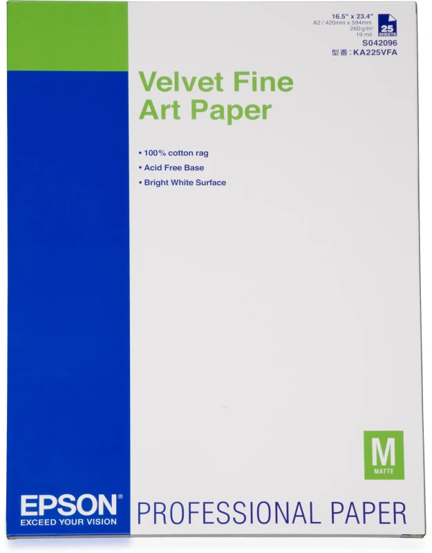 Image of Epson Epson Velevet Fine Art Paper A2 Pk25 C13S042096
