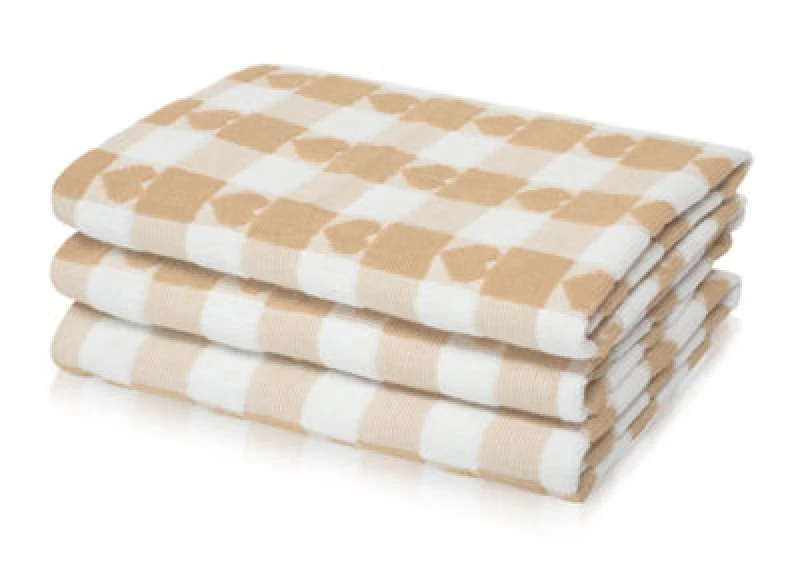 Image of Kitchen Trends Jacquard Hearts Pattern Easy Care Tea Towels, Pack of 3 in Beige Size: 3 Pack Beige Unisex 3 Pack