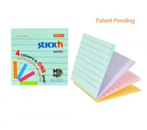 image of Stickn Magic Pad 76x76mm 4 Pastel Colours Lined PK12