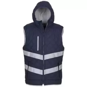 Image of Yoko Womens/Ladies Kensington Hi-Vis Hooded Gilet (L) (Navy) - Navy