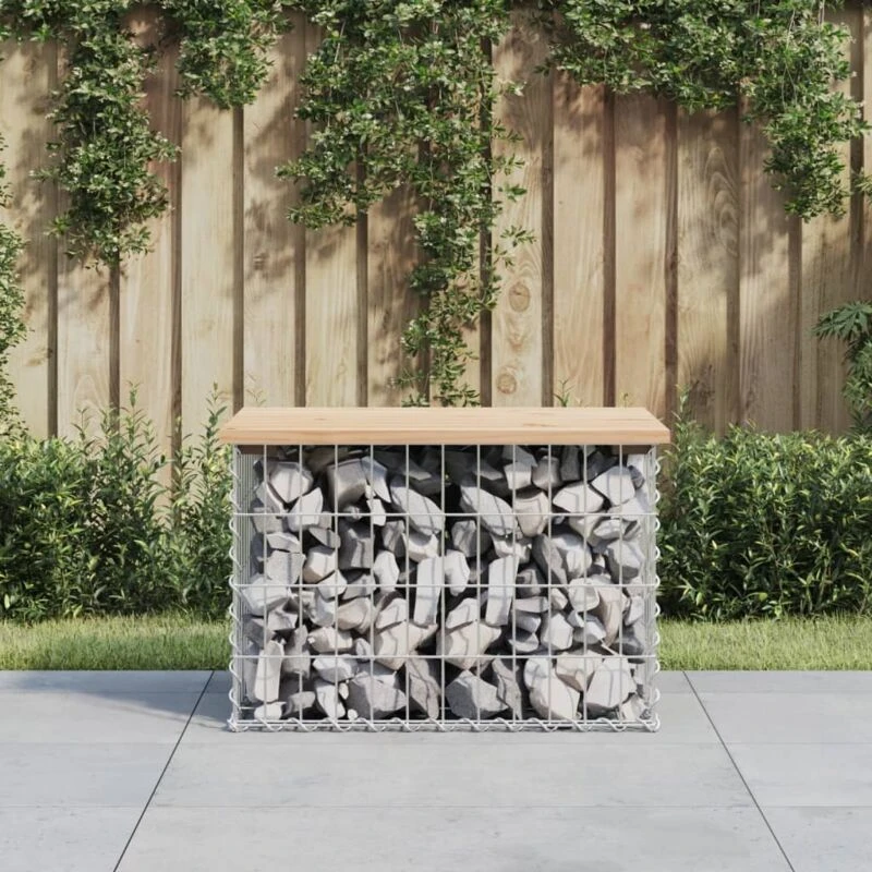Image of vidaXL Garden Bench Gabion Design 63x44x42cm Solid Wood Pine, Brown 834353