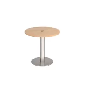 image of Monza circular dining table 800mm with central circular cutout 80mm - beech