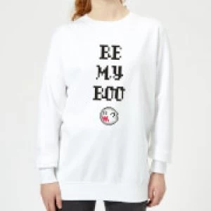 image of Super Mario Be My Boo Womens Sweatshirt - White - XL