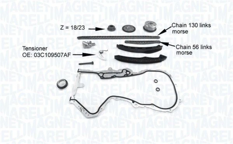 Image of MAGNETI MARELLI Timing chain kit MAGNETI MARELLI 341500001200