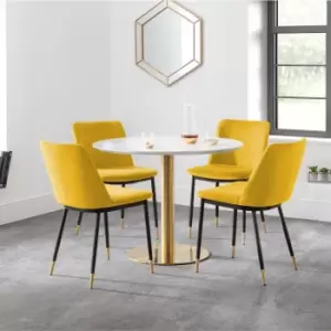 Image of Palermo Round Dining Set with 4 Delaunay Chairs Mustard