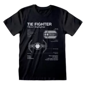 image of Star Wars Mens Tie Fighter T-Shirt (L) (Black)