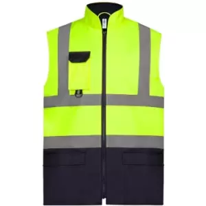 Image of Yoko Adults Unisex Two Tone Bodywarmer (XL) (Yellow/Navy) - Yellow/Navy