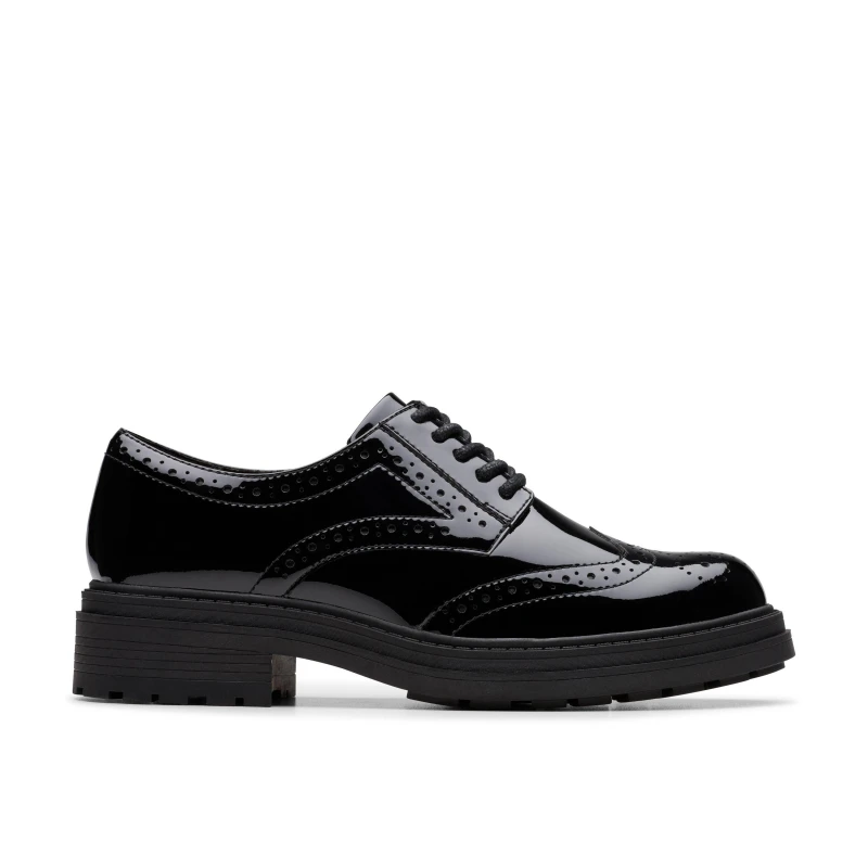 Image of Clarks Clarks Women Orinoco 3 Derby Black Patent Lace Up,Oxford Shoes,Brogues,Trouser Shoes Size: 5-Standard Fit Black 5-Standard Fit Female 5063421