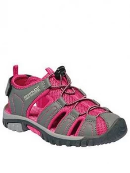 image of Regatta Regatta Girls Westshore Junior Sandal, Grey/Pink, Size 10