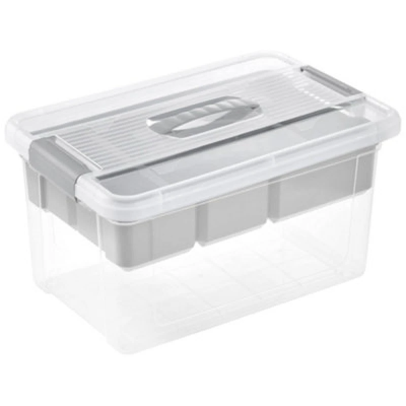 Image of Keeeper Henri Organiser Box 16 Litre With Handle - Grey