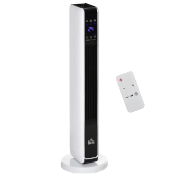 image of HOMCOM Ceramic Space Heater Indoor Tower Heater with Oscillation, Remote Control & Timer