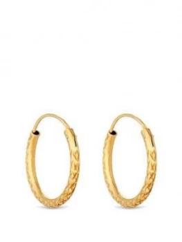 image of Simply Silver 14Ct Gold Plated Sterling Silver Diamond Cut Hoop Earrings