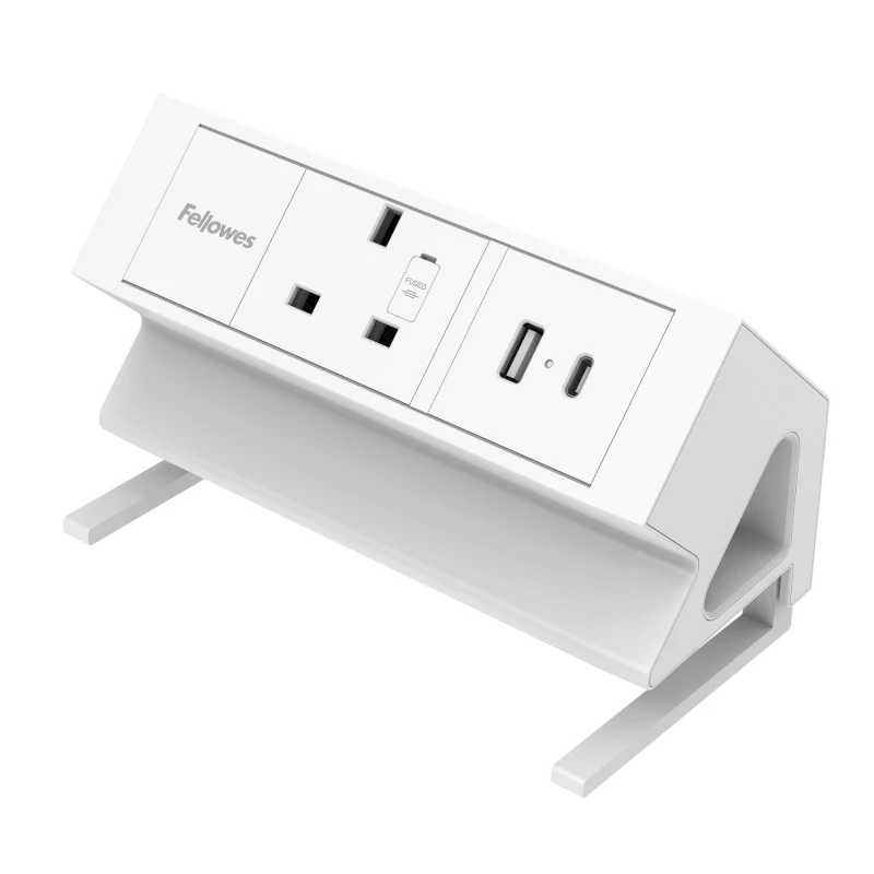 Image of FELLOWES Power Desk Extension Lead with USB 2 m, White 043859806706