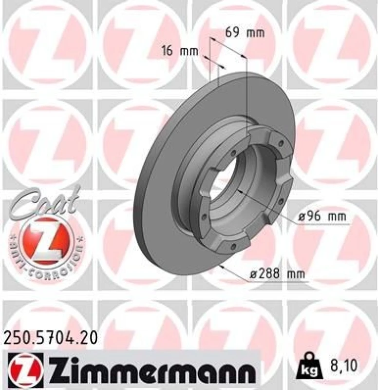 Image of ZIMMERMANN Brake disc ZIMMERMANN 250.5704.20