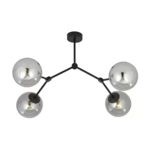 Image of Space Black Globe Ceiling Light with Graphite Glass Shades, 4x E14
