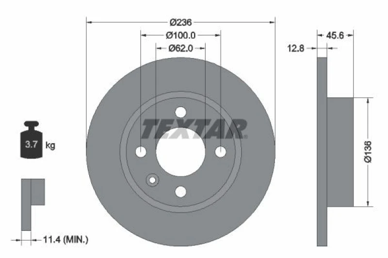 Image of Brake disc TEXTAR 92090200