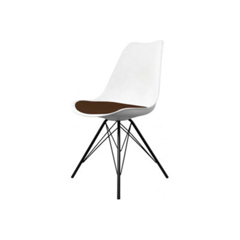 Image of Fusion Living Soho Plastic Dining Chair with Black Metal Legs Chocolate