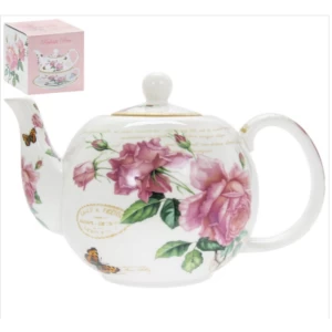 image of Redoute Rose Teapot By Lesser & Pavey