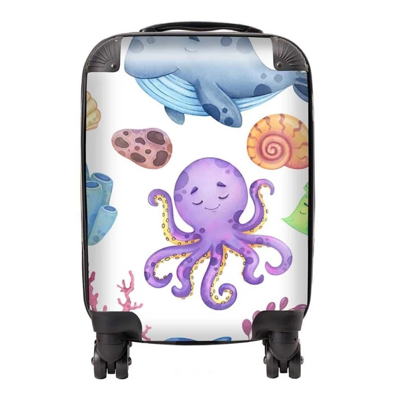 Image of Warren Reed - Designer Children'S Sea Life Suitcase in Blue Size: Large Blue Unisex Large