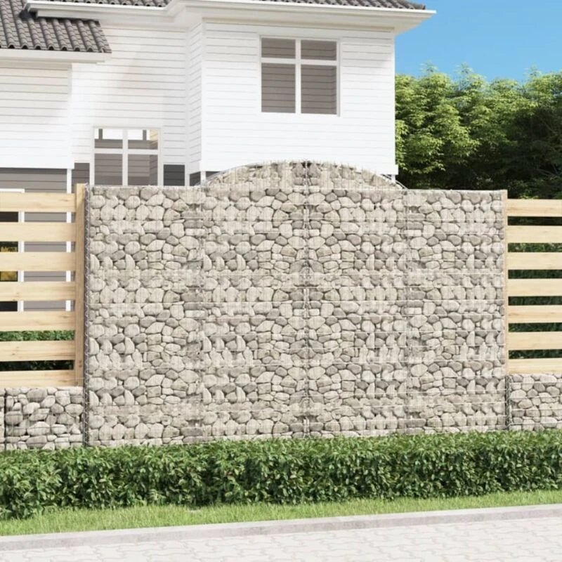 Image of vidaXL Arched Gabion Baskets 4 pcs 300x30x200/220cm Galvanised Iron, Silver 3146613