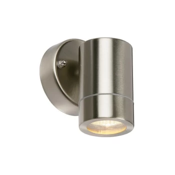 image of Palin - Outdoor Wall Lamp IP44 7W Brushed Stainless Steel & Clear Glass 1 Light Dimmable IP44 - GU10 - Saxby Lighting