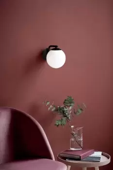 Image of Grant Indoor Bedroom Living Dining Office Wall Light in Black (Diam) 14.5cm