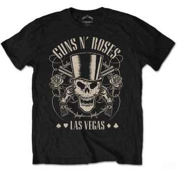 Image of Guns N' Roses - Top Hat, Skull & Pistols Las Vegas Unisex Large T-Shirt - Black