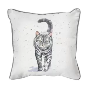 Image of Aquarelle Tabby Cat Cushion MultiColoured
