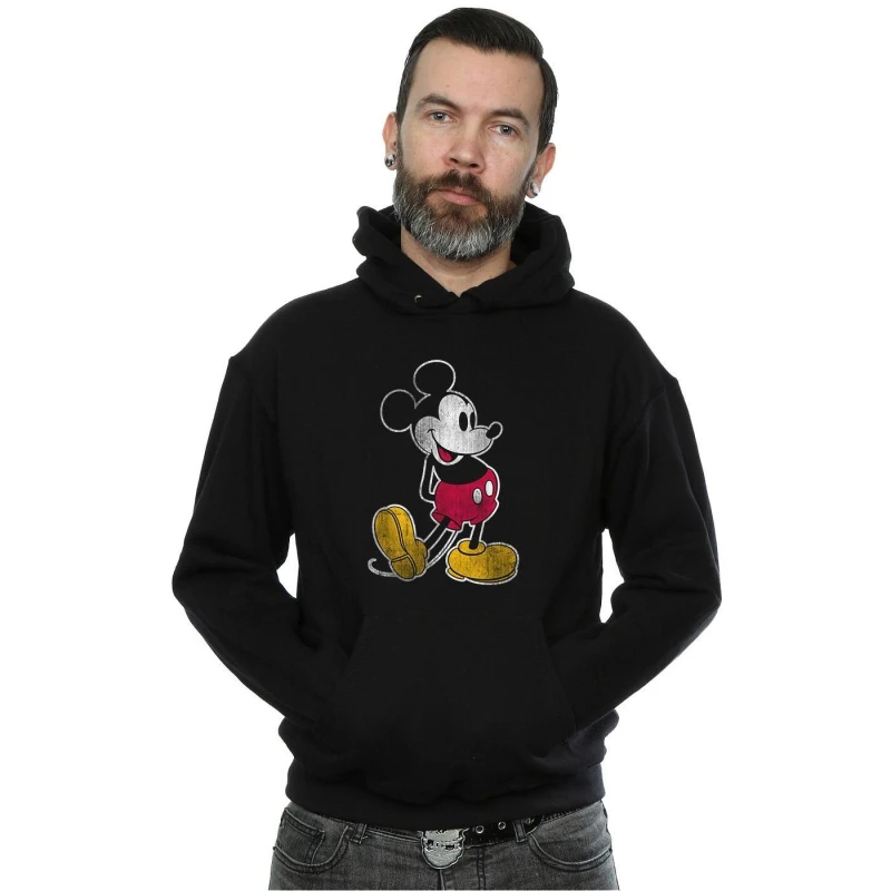 Image of Disney Men Mickey Mouse Classic Kick Hoodie in Black Size: Small Black S Male 5059934192409
