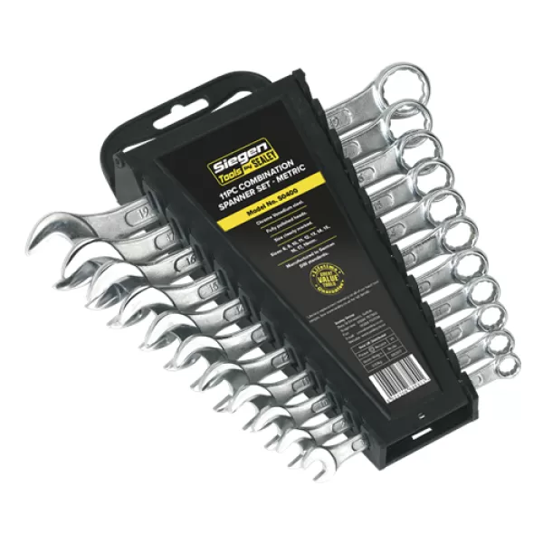 Image of Genuine SEALEY S0400 Combination Spanner Set 11pc Metric