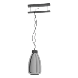 Image of Hanging Ceiling Pendant Light Black Vaporized Glass 1 x 40W E27 Feature Lamp
