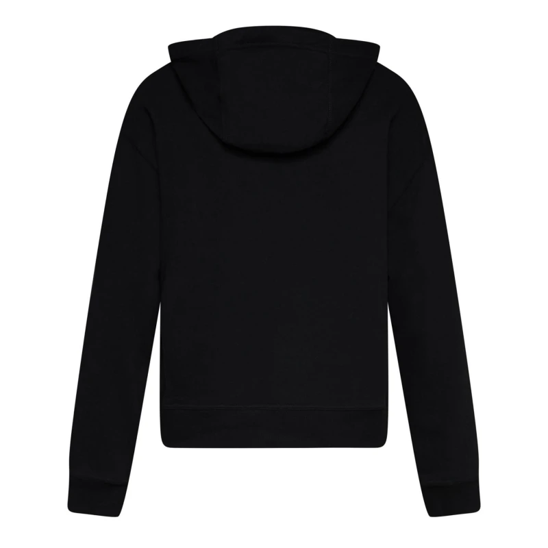 Image of DKNY Jeans Satin Applique Chainstitch Logo Hoodie Black Silver female L