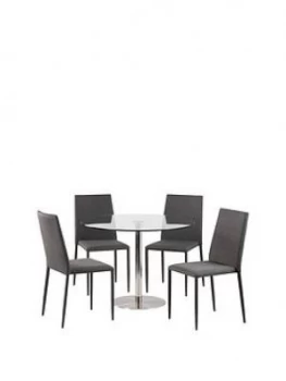 image of Julian Bowen Set Of Milan Table & 4 Jazz Grey Chairs