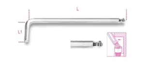 Image of Beta Tools 96 BPC 1.5mm Ball Head Offset Hexagon Key Wrench Chr-plated 000960340