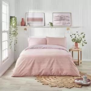 Image of Bethan Stripes Print Easy Care Reversible Duvet Cover Set, Rose Pink, Double - Fusion