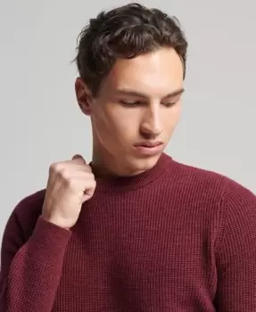 Image of Superdry Mens Vintage Textured Crew Knit Jumper Red / Red Heather - Size: Xxl