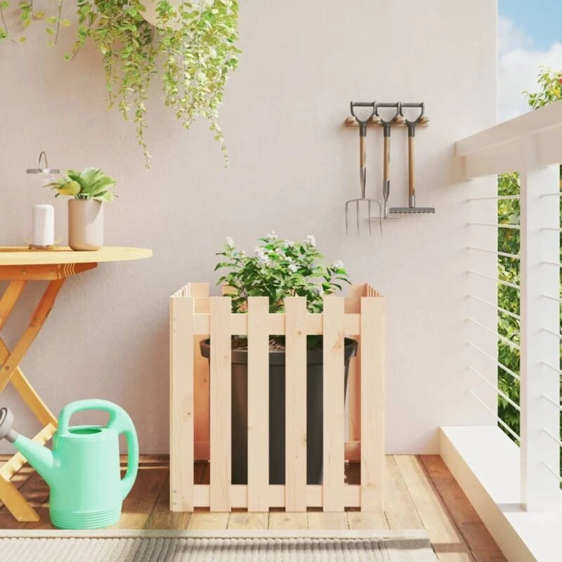 Image of vidaXL Garden Planter w/ Fence Design 60x60x60 cm, Brown 832457