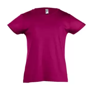 Image of SOLS Girls Cherry Short Sleeve T-Shirt (12yrs) (Fuchsia)