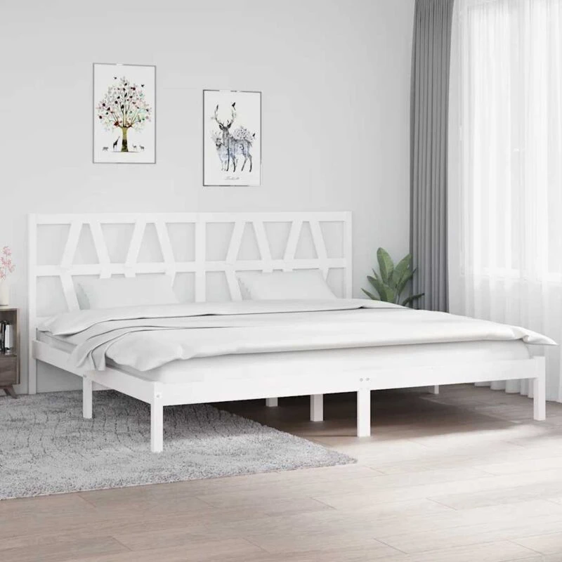 Image of VIDAXL 3104019 Bed Frame without Mattress White Solid Wood 200x200cm (810038+818641) Vidaxl 8720287027690