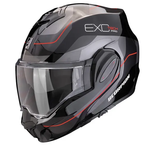 Image of Scorpion Exo-Tech Evo Pro Commuta Black Silver Red Modular Helmet Size L