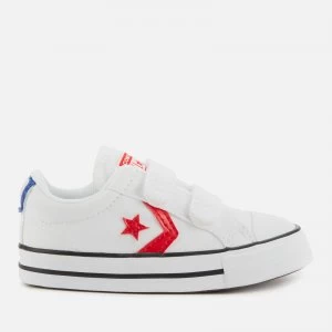 image of Converse Toddlers Star Player Ox Velcro Trainers - White/University Red - UK 8 Toddler